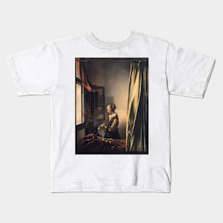 Johannes Vermeer - Girl Reading A Letter By An Open Window 1659 Kids T-Shirt